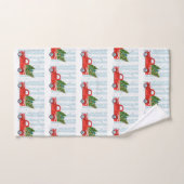 雪道のクリスマスの赤い小型トラック バスタオルセット (ハンドタオル)