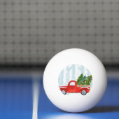 雪道のクリスマスの赤い小型トラック 卓球ボール (ネット)