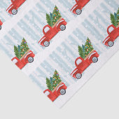 雪道のクリスマスの赤い小型トラック 薄葉紙 (詳細)