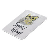 雪道色彩の鮮やか猫フォークアートおもしろいかわいいスローガン マグネット (左側)