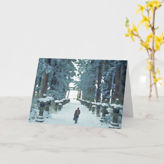 雪道 カード (黄色い花)