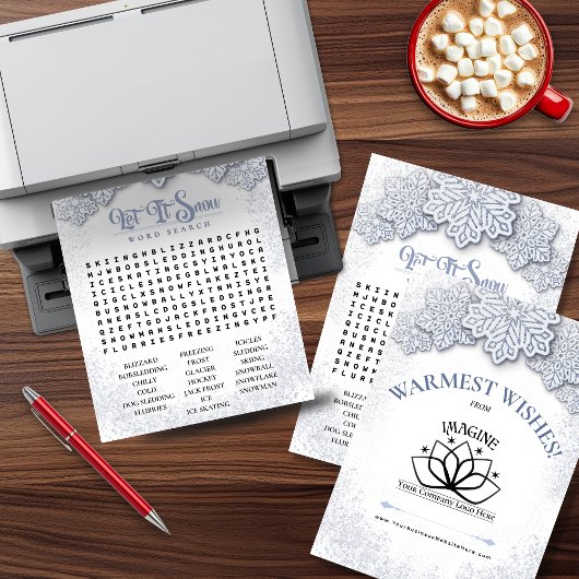 雪銀の印刷可能なビジネスワード検索 シーズンカード