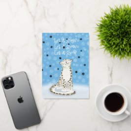 雪銀箔ユキヒョウのクリスマスカード 箔グリーティングカード