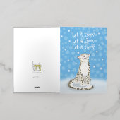 雪銀箔ユキヒョウのクリスマスカード 箔グリーティングカード (外側レイダウン)