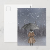 雪降りの少女 ポストカード (正面/裏面)
