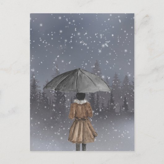 雪降りの少女 ポストカード (正面)