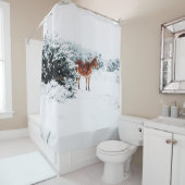 雪降りの馬 シャワーカーテン (インサイチュ)