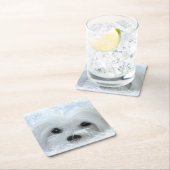 雪降りマルチーズ スクエアペーパーコースター (インサイチュ)