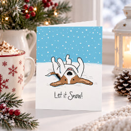 雪降るビーグルホリデー - 雪の犬のクリスマス シーズンカード