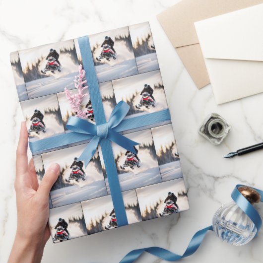 雪雲に飛来するスノーモービル ラッピングペーパー (ギフト)