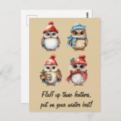 雪霊:冬の温もりでフクロウ ポストカード (正面/裏面)