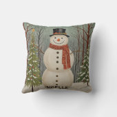 雪霜の降りたのシーン・クリパーソナライズされたスマス クッション (裏面)