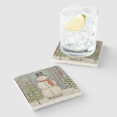 雪霜の降りたのシーン・クリパーソナライズされたスマス ストーンコースター (横)