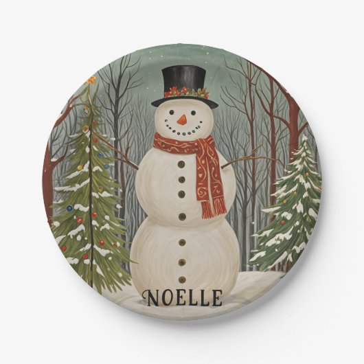 雪霜の降りたのシーン・クリパーソナライズされたスマス ペーパープレート (正面)