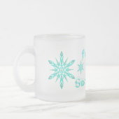 雪霜の降りたの雪だるまかわいい冬 フロストグラスマグカップ (左)