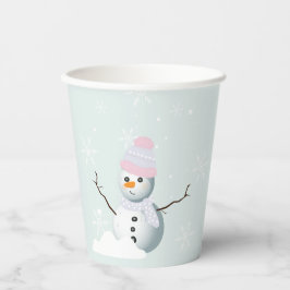 雪霜の降りた片雪だるまバースデーパーティー 紙コップ
