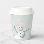 雪霜の降りた片雪だるまバースデーパーティー 紙コップ (正面)