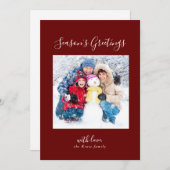 雪霜の降りた白の家族フォトシーズンのご挨拶 シーズンカード (正面/裏面)