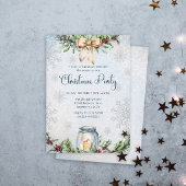 雪霜の降りた雪の冬のクリスマスパーティー 招待状