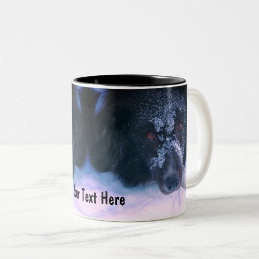 雪面コリー縁どキュートパーソナライズされた ツートーンマグカップ (正面右)