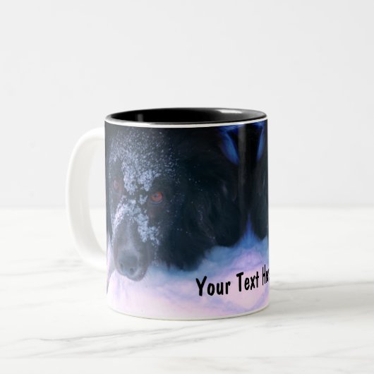 雪面コリー縁どキュートパーソナライズされた ツートーンマグカップ (正面左)