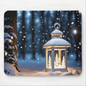 雪面白熱［赤熱］光を放つ提灯 マウスパッド (正面)