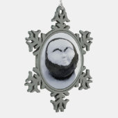 雪顔のハッピーブッダ スノーフレークピューターオーナメント (左)