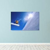 雪飛んでいる盤の上の空気を介して キャンバスプリント (インサイチュ (ウッドフロア))