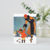 雪食べ物を与えの鳥たち ポストカード (スタンド正面)