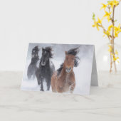 雪馬三走頭の早馬グリーティングカード カード (黄色い花)