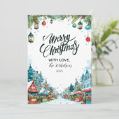 雪魅力的コテージクリスマス シーズンカード (スタンド正面)