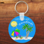 雪鳥のためのカスタマイズ可能なビーチをテーマにしたキーホルダー キーホルダー (正面)