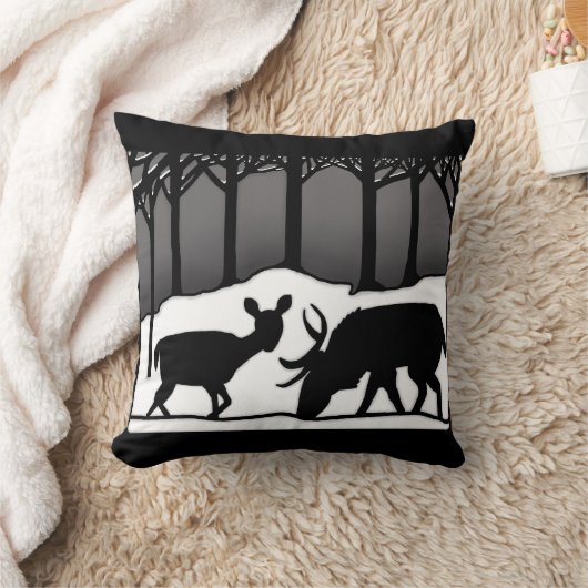 雪鹿 クッション (ブランケット)