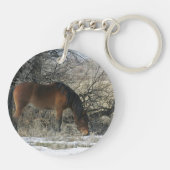 雪1の野生のムスタングの馬 キーホルダー (裏面)