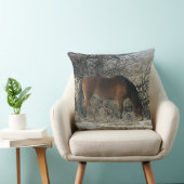 雪1の野生のムスタングの馬 クッション (椅子)