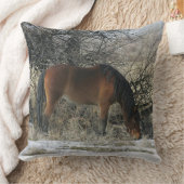 雪1の野生のムスタングの馬 クッション (ブランケット)