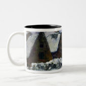 雪1894年の下のブルターニュの村 ツートーンマグカップ (左)