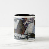 雪1894年の下のブルターニュの村 ツートーンマグカップ (中央)