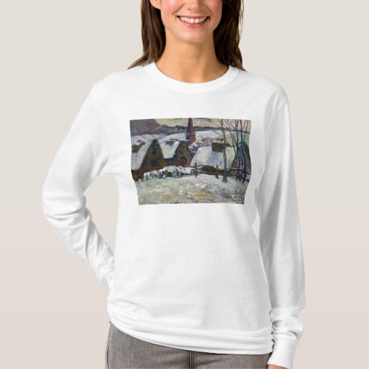 雪1894年の下のブルターニュの村 Tシャツ (正面)