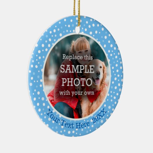 雪2枚の写真(両面パーソナライズされた) セラミックオーナメント (右)