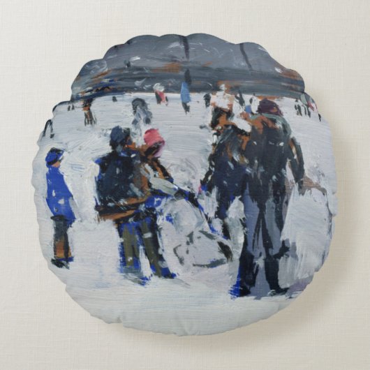 雪2009年のオランダ公園 ラウンドクッション (正面)