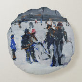 雪2009年のオランダ公園 ラウンドクッション (裏面)