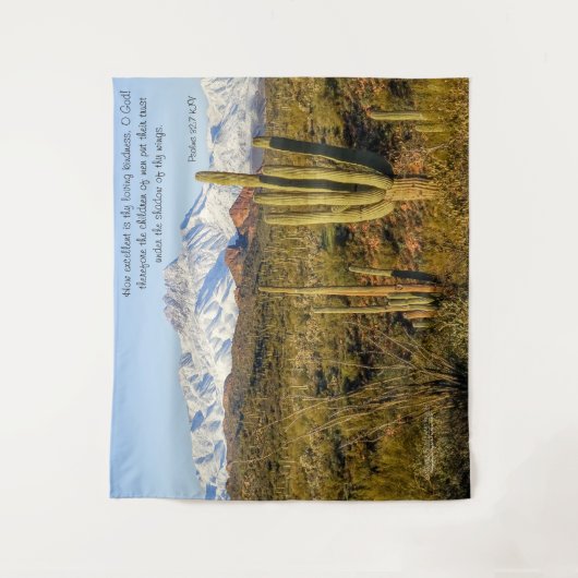 雪4つのピークスマウンテンサグアーロサボス タペストリー (正面)