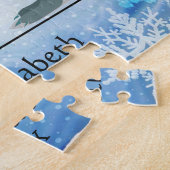 雪|の第25結婚記念日のかわいいペンギン ジグソーパズル (側面)