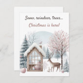 🎄❄️雪、トナカイ、木…クリスマスが来た！ 招待状 (正面/裏面)