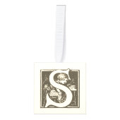 「雪」ヴィンテージアルファベッフランスのトクリスマス キューブオーナメント (正面)