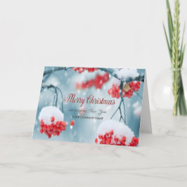 雪、木の枝、ホリーベリー会社の挨拶 シーズンカード