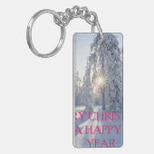 雪、木、太陽、クリスマスの準備 キーホルダー (正面左)