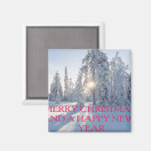 雪、木、太陽、クリスマスの準備 マグネット (正面/裏面)