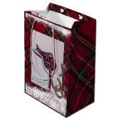 雪、格子及び馬術テーマ ミディアムペーパーバッグ (裏面アングル)